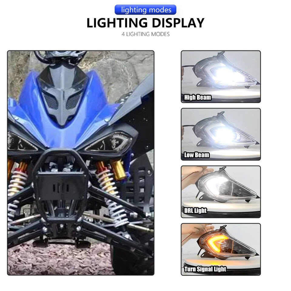 ED Headlight DRL For YAMAHA RAPTOR 700 2006-2021 With Yellow Turn Signal Light
