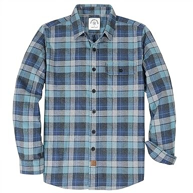 Dubinik®Mens Flannel Shirts Long Sleeve Flannel Shirt for Men Warm Casual Soft Cotton Button Down Plaid Mens Flannel Shirt