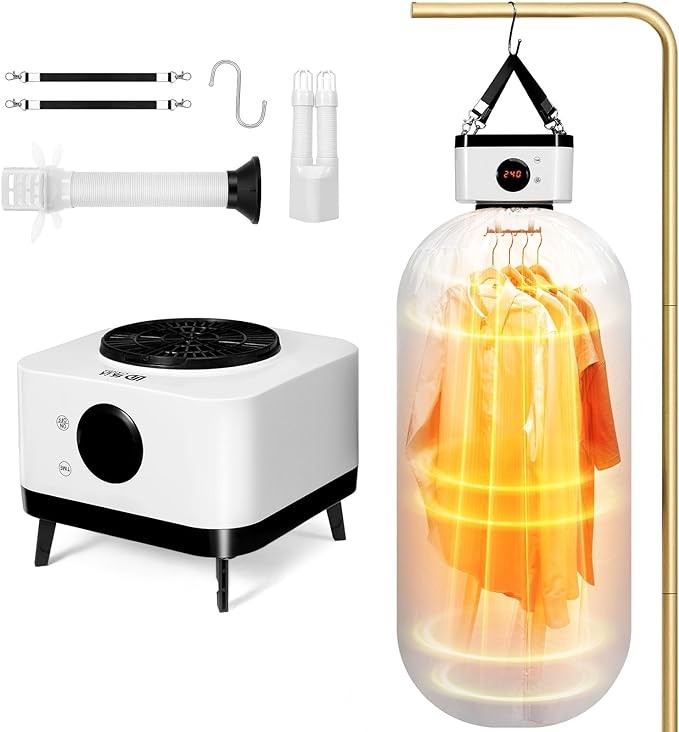 SKEPPY Portable Clothes Dryer, 3 in 1 Electric Dryer with Dryer Bag, 700W Mini Dryer with Timing Function Equipped, Boot Dryer & Bed Warmer, Travel Clothes Dryer for Apartment, RV, Dorm